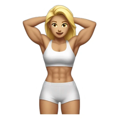 White Woman with abs flexing muscles sticker