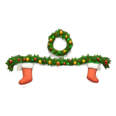 Brick Fireplace with wreath and Christmas lights and stockings sticker