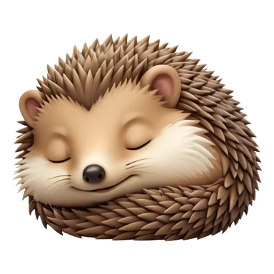 Meme-Worthy Cute Sleeping Hedgehog Portrait Emoji, Head resting peacefully with a contented smile, showcasing a delightfully compact build and a luxuriously soft brown Fur with tiny spines, eyes shut in a serene, restful nap, Simplified yet hilariously adorable features, highly detailed, glowing with a soft, drowsy light, high shine, relaxed and utterly lovable, stylized with an air of playful laziness, bright and heartwarming, soft glowing outline, capturing the essence of a comically sleepy hedgehog, so meme-worthy it feels like it could instantly become the next viral sensation of adorable slumber! sticker