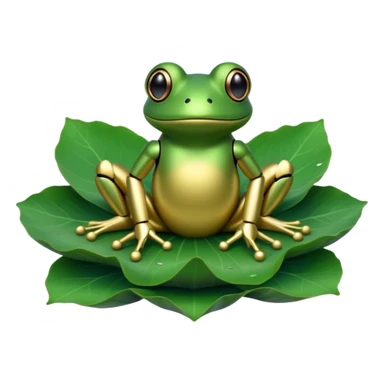 robot frog on lotus leaf sticker