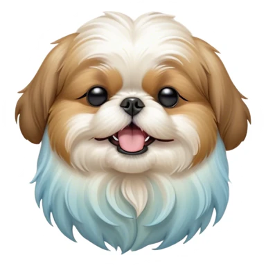 Cinematic Cute Yawning Shih Tzu Portrait Emoji, Head gently tilted with an irresistibly cute yawn and sleepy, half-closed eyes, showcasing a luxurious, fluffy fur in gentle pastel tones, simplified yet endearingly detailed, glowing with a soft, drowsy radiance, high shine, exuding tender, sleepy charm, styled with a delicate, soft glowing outline, capturing the essence of a Shih Tzu caught in a moment of adorable, sleepy bliss! sticker