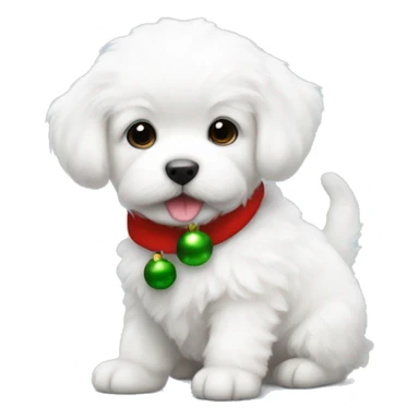 Cutest fluffy white puppy wearing Christmas outfit  sticker