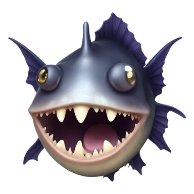 Anglerfish with glowing lure, sharp teeth, and big eyes. sticker
