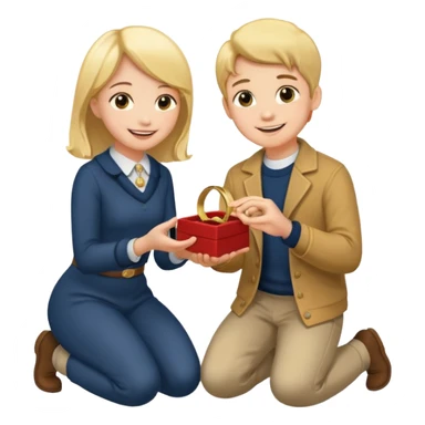 🧎‍♂️‍➡️💍💃 a boy parposing a girl boy on his knee and boy give him ring  sticker