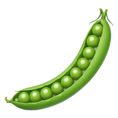 A green pea pod with several round peas visible inside, slightly open to reveal the peas sticker