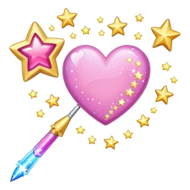wand with a shooting star pink heart instead of a star at the end of a wand emoji sticker