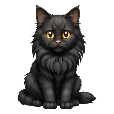 cinematic-cute black-maine-coon-cat-full-body-on all fours-emoji,-head-tilted-playfully-and-inquisitively,-sleek--black-fur,-simplified-yet-adorable-features,-highly-detailed,-glowing-with-a-warm,-friendly-glow -simplified-yet-realistic sticker