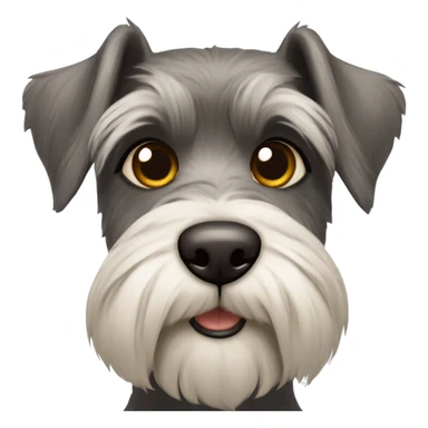 Schnauzer dog with brown eyes, super pointed earas and a plaque in bone form that says HUMA sticker