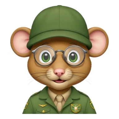 humaniod mice with a scout hat with glasses green uniform sticker