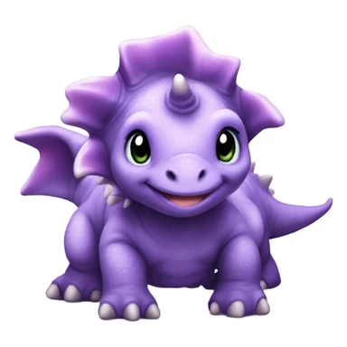 cute purple triceratops dino baby sticker