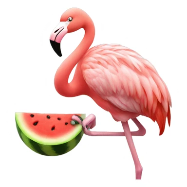 a flamingo eating a watermelon sticker