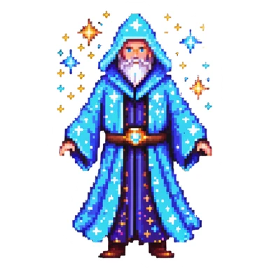cosmic wizard with stars and galaxy robe sticker