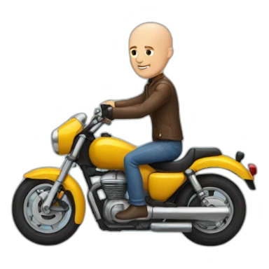 bald man on a motorbike sticker