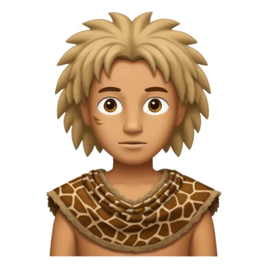 a simson wearing ancient animal skin cloth, half body, icon sticker