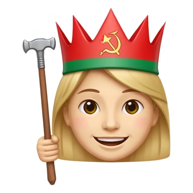 A smiling face emoji with the flag of Transnistria, a horizontal tricolor of red, green, and red stripes with a hammer and sickle in the upper left corner, with a crown. sticker