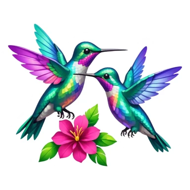 Hummingbirds with flowers sticker