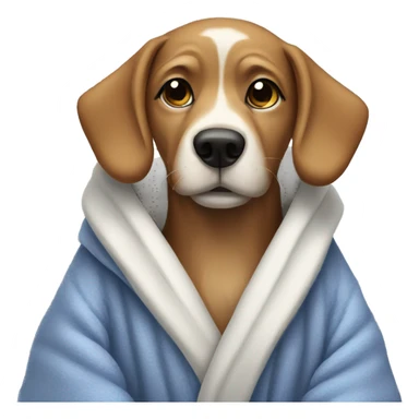 dog wearing bathrobe sticker