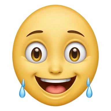 Emoji, laughing face with tears of joy exactly from eyes, wide smile, big eyes sticker