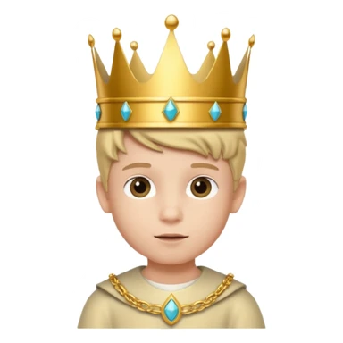 Royal Kid boy with fancy crown head 3d with real face sticker