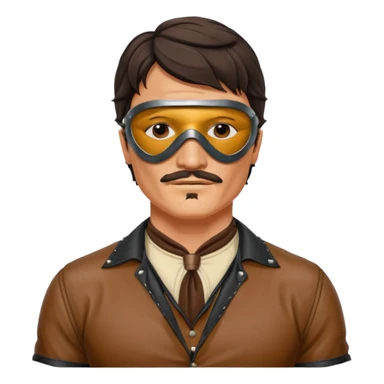 pedro pascal with leather eye mask and leather halter neck blouse sticker