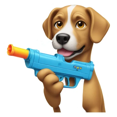 Dog shooting water gun sticker