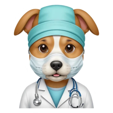 doctor dog Wearing Medical Mask sticker