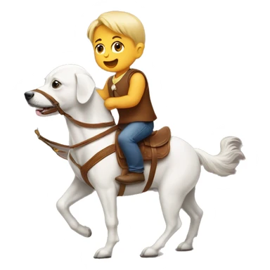 Baby riding a dog like a horse sticker