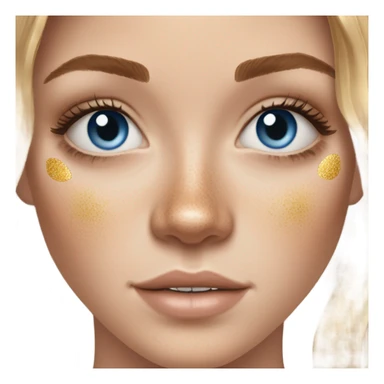 white girl with freackles, brunett hair ,blue eyes girl using Gold gel skin care patches under her eyes sticker