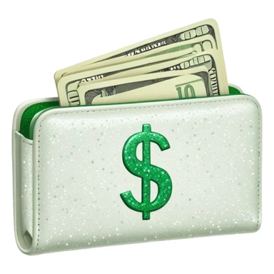 glitter white wallet green symbol $ sticker