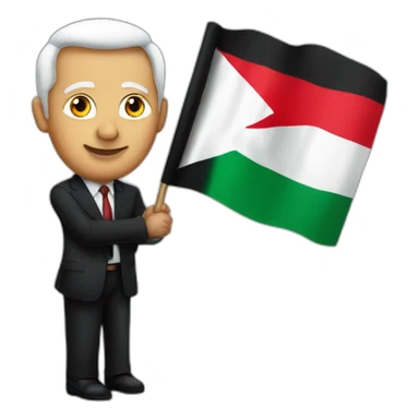 Netanyahou holding Palestinian flag sticker