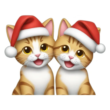 2 cats wearing santa hats gifting each other sticker