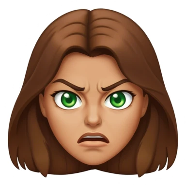 Angry woman with long Brown hair and Green eyes sticker