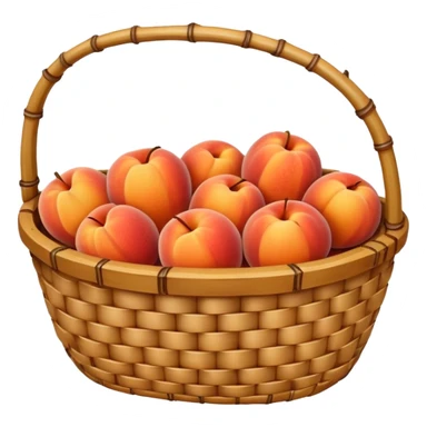 bamboo basket, peaches sticker