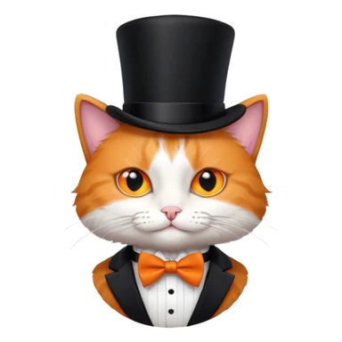 Um gato com gravata borboleta e usando uma Cartola sticker