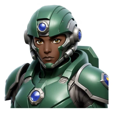 Cinematic Realistic StarCraft Terran Marine Portrait, head tilted epicly and inquisitively, showcasing a commanding presence and battle-hardened spirit. His steely gaze, set against intricately engineered tactical armor in dark green and grey, is rendered with lifelike clarity and dramatic lighting, high shine, epic and awe-inspiring, embodying the futuristic valor of a Terran warrior. sticker