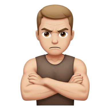 arms crossed holding neck angry man sticker