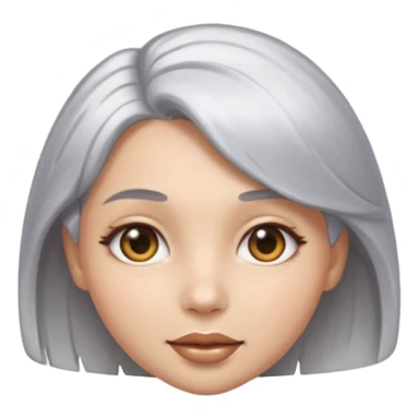 sexy Girl emoji with metallic silver hair, iOS emoji style, soft facial features, glossy chrome hair texture, minimal shading, clean background, modern aesthetic sticker