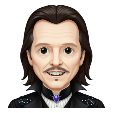 Gary Oldman as Dracula with long dark brown hair, black sequin outfit, without glasses sticker