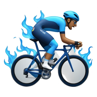Racing cyclist with blue flames sticker