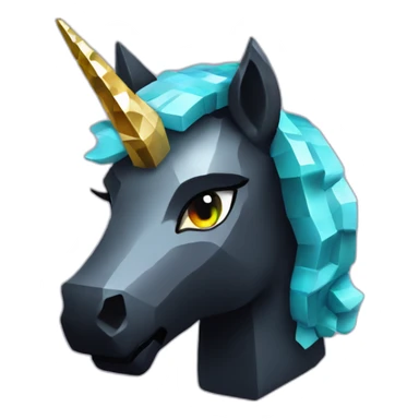 Minecraft Glitter Black Unicorn Head With Diamond Horn sticker
