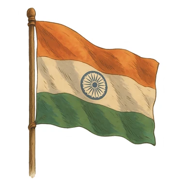 ghibli style Indian flag, no background sticker