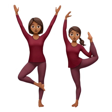 A serene young woman practicing the Tree Pose (Vrksasana), embodying stability with two feet on ground and with dark wine red clothes sticker