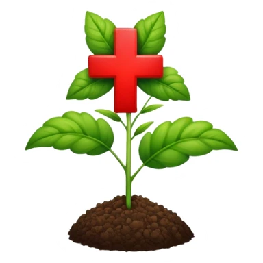 green plant with a red medical cross symbolizing agriculture and health sticker