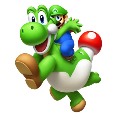 Mario with big hand and Yoshi jump sticker