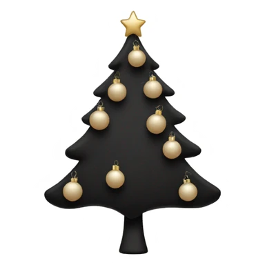 with black aesthetic and light beige as accent used minimally, a beige christmas tree decorated in black decorations sticker