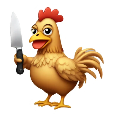 A chicken holding a knife sticker