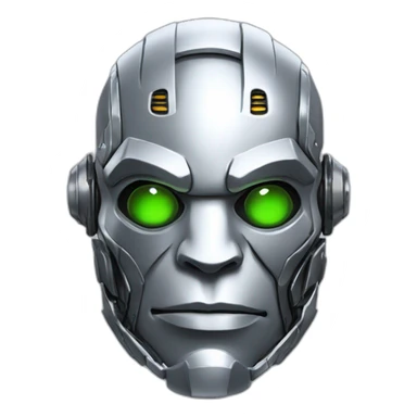 Cyber futuristic silver orc robot face sticker