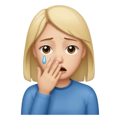 tears with hand on mouth sticker