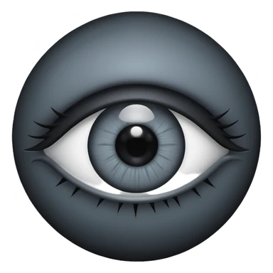 Minimal emoji, gothic futuristic eye, cold grey sclera, the pupil is fully replaced by a solid black number 8 eight, occult cyber aesthetic, sharp clean lines, flat emoji design, centered, transparent background sticker