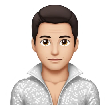 Danny Wood from NKOTB with dark brown hair, white sequin outfit sticker